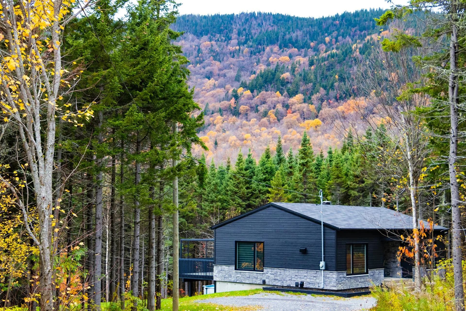 Scenic autumn landscape in Laval Quebec with vibrant fall foliage