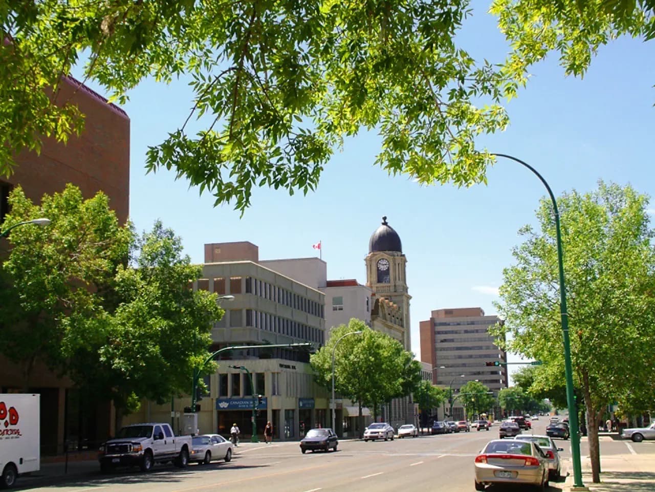 Lethbridge, Alberta with Oldman River valley — cobbler and shoe repair service area