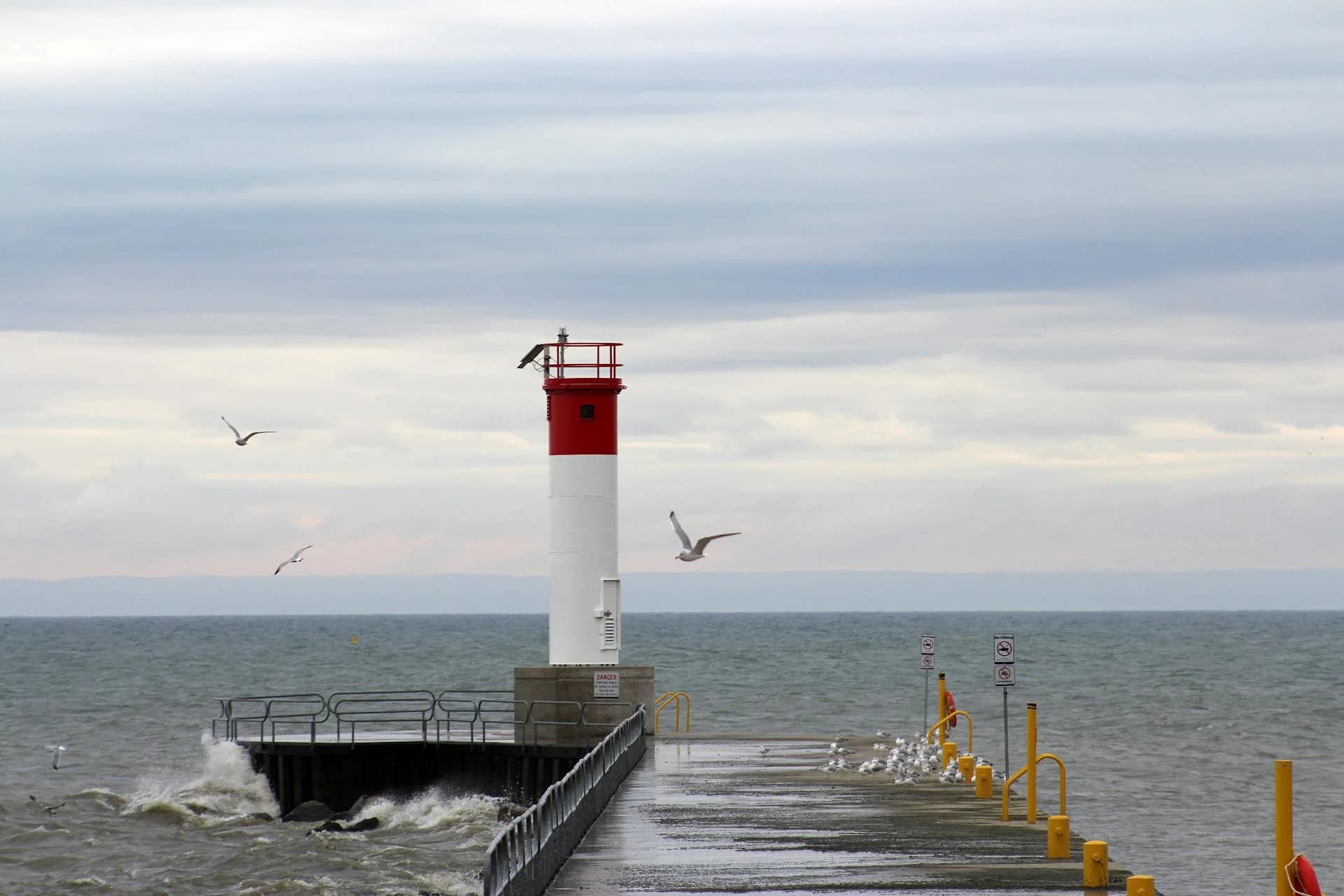 Red and white lighthouse on the Oakville Ontario waterfront