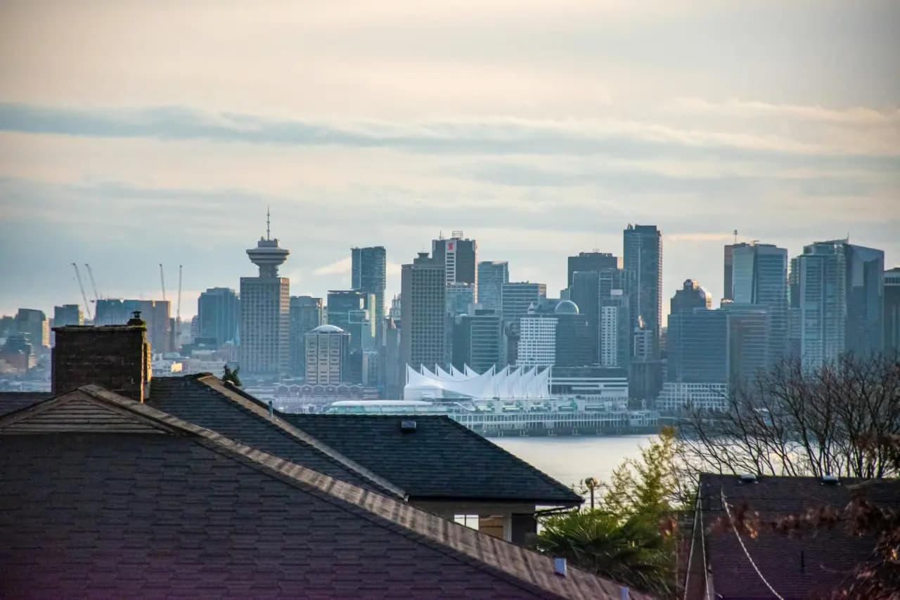 Vancouver skyline with mountains and harbour